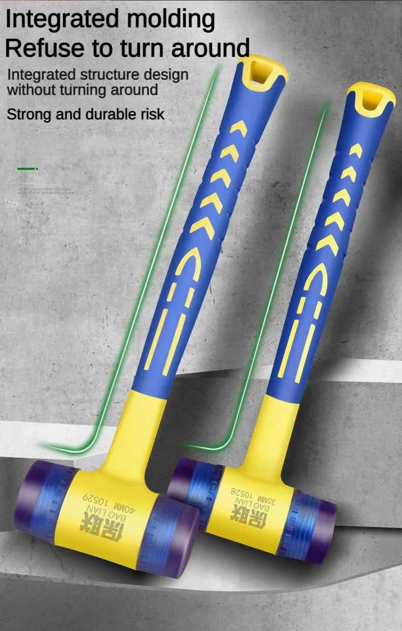 1 double headed installation hammer, 25mm to 45mm rubber hammer with rubber handle, detachable insulated installation hammer