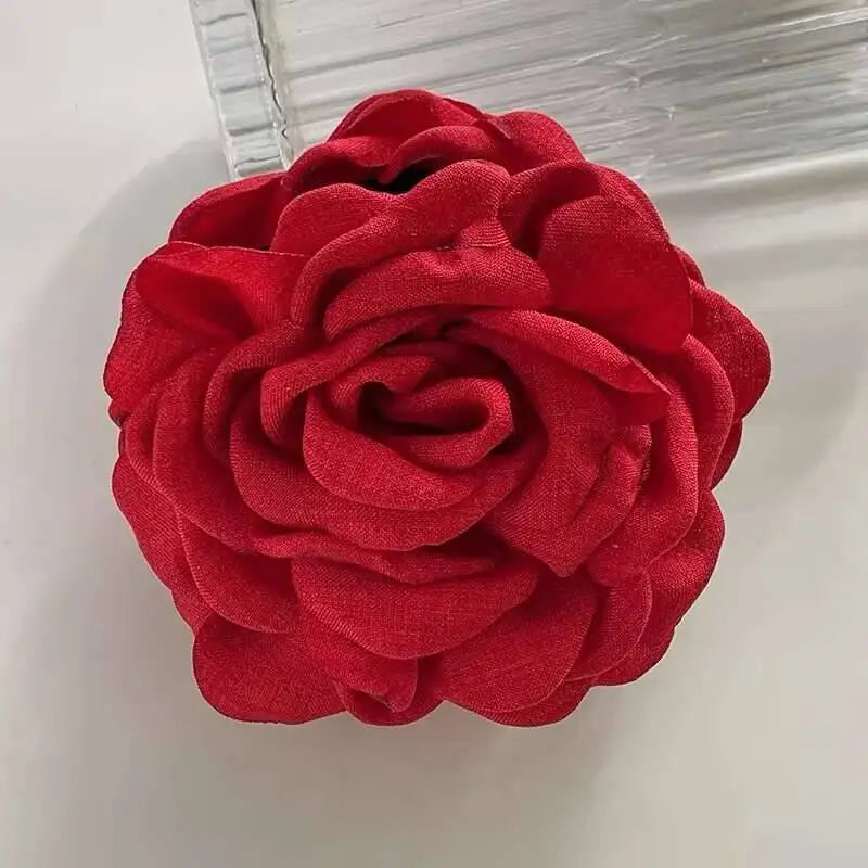 9cm Large Flower Hair Barrettes French Crab Claw For Women Hair Accessories Korean Back Of Head Shark Clip Girls Gifts