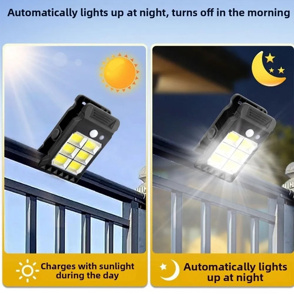 Motion Sensor Solar Garden Lights Solar Powered 3 Modes Solar Clip-on Lamp Waterproof Easy To Install Garden Wall Light
