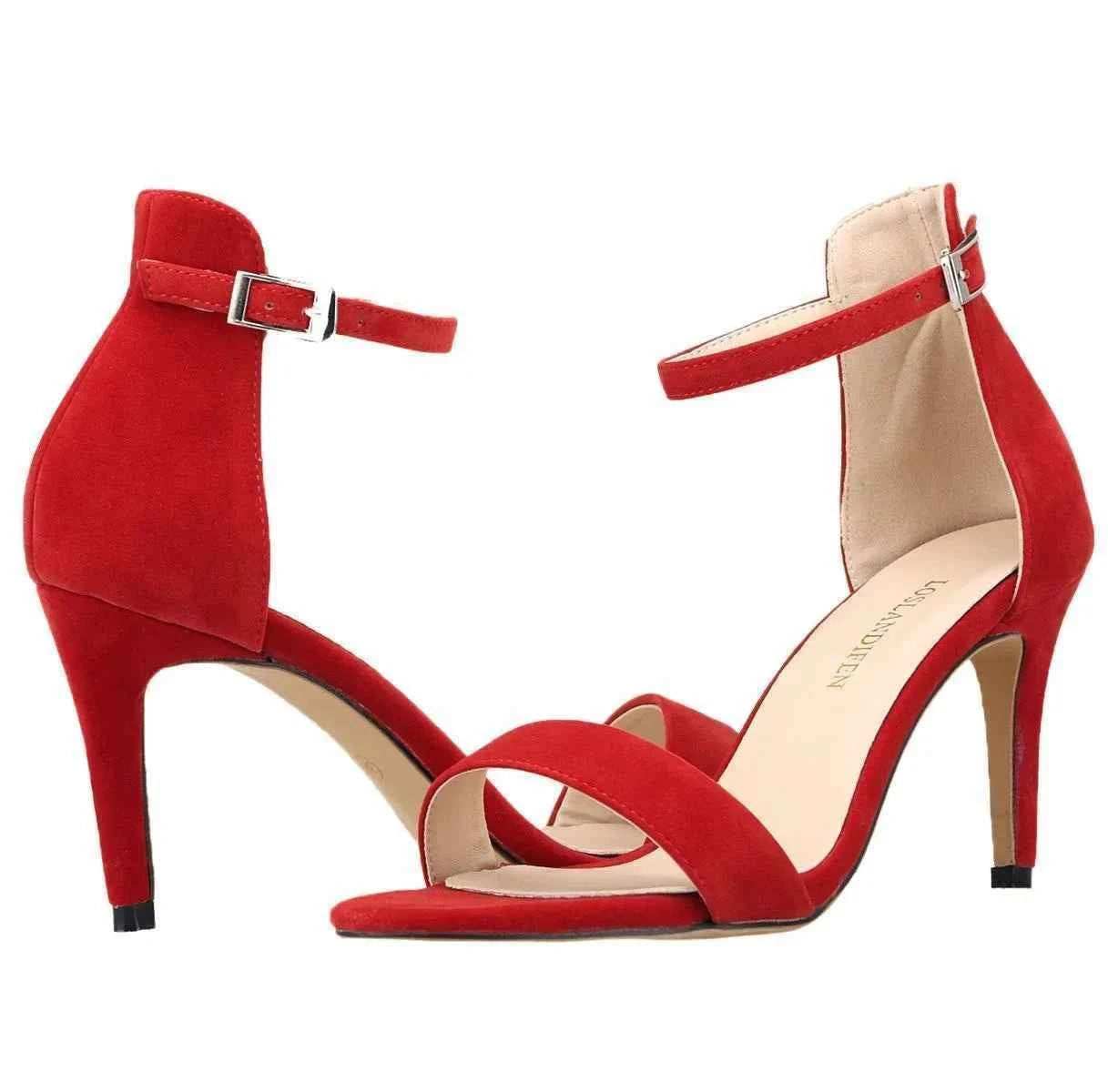 2026 New Women Sexy Pumps Sandals Summer 9cm Thin Heel Open Toe Ankle Strap High Heels Ladies Stilettos Party Red Wedding Shoes