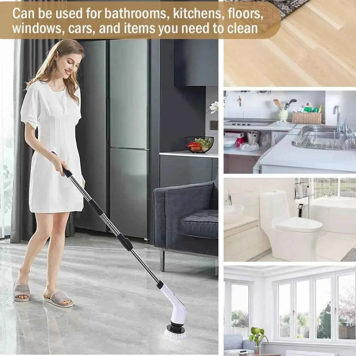 Cordless Electric Spin Scrubber For Kitchen Bathroom Toilet Tile Grout Cleaning Household Multipurpose Power Brush