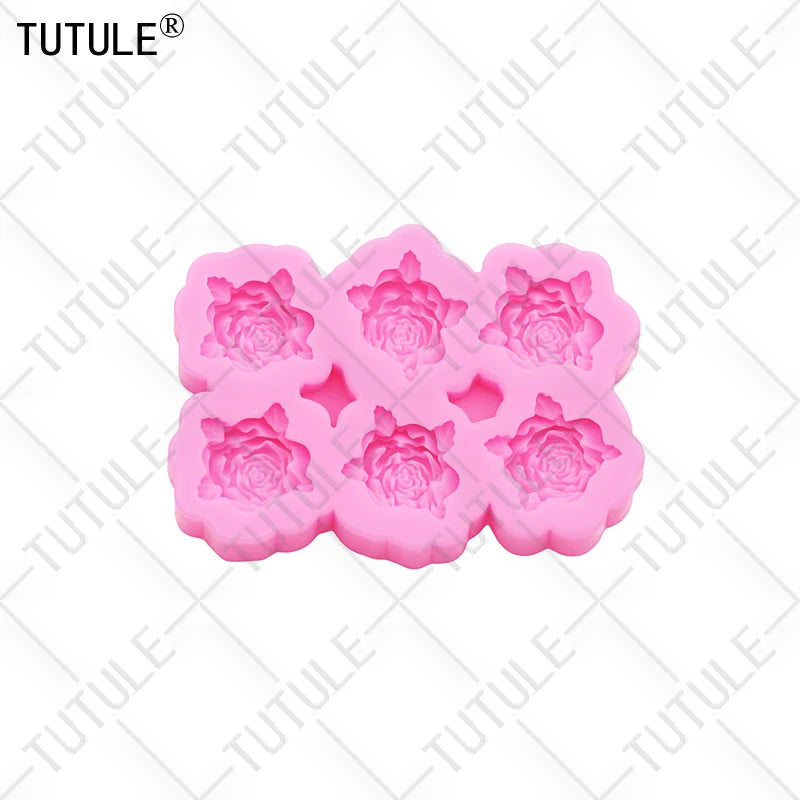 Peony Flower DIY Resin Phone Case Clay Mold 3D Peony Flower Resin Accessories Silicone Molds Flower Chocolate Fudge Cake Mold