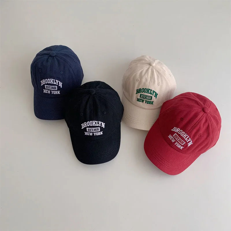 Summer Baby Baseball Hat Letter Embroidery Kids Peaked Cap for Boy Girl Solid Color Children Adjustable Sun Hats Gorras 아기모자