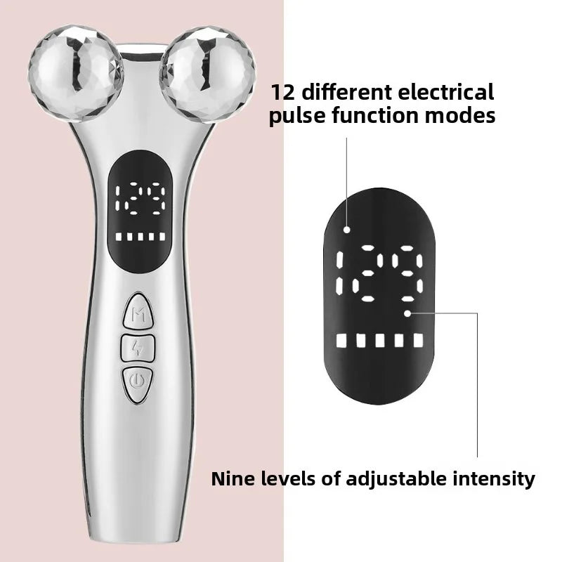 4D Roller Massage Tool Microcurrent Massager Three-dimensional Shaping Facial Neck Skin Beauty Device Handheld Electric  Adults