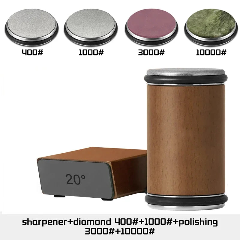 Rolling Knife Sharpener For Straight Edge Knife Sharpener Kit With 15/20° Degree Magnetic Angle For Kitchen Knives Whetstone Set