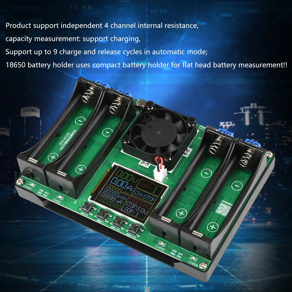 18650 Lithium Battery Capacity Tester MAh MWh Internal Resistance Tester Auto Charging and Discharging Module Power Detector