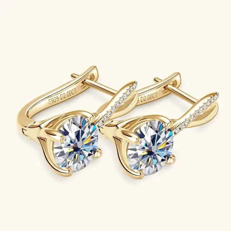 Taoyu D2.0CT Moissanite Drop Hie Earrings Real Silver Women Gold Plated Hoops Infinite Earring Certified Wedding Jewelry