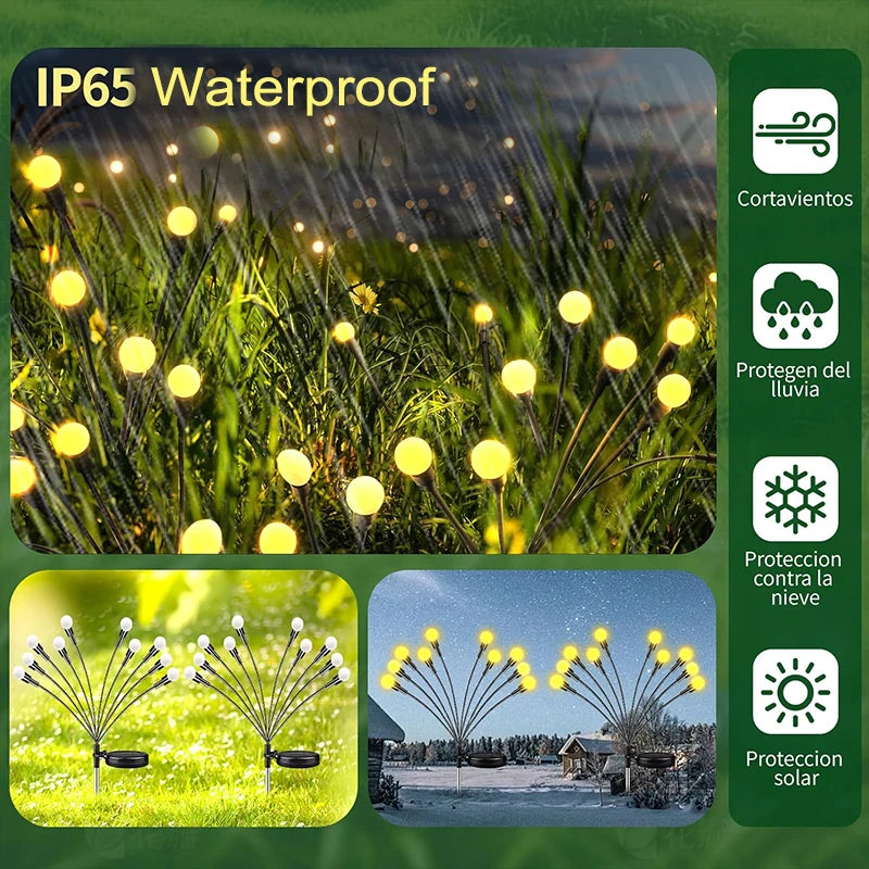 LED Solar Garden Lights Outdoor Firefly Lights Sway By Wind Waterproof for Garden Patio Pathway Fairy Decoration