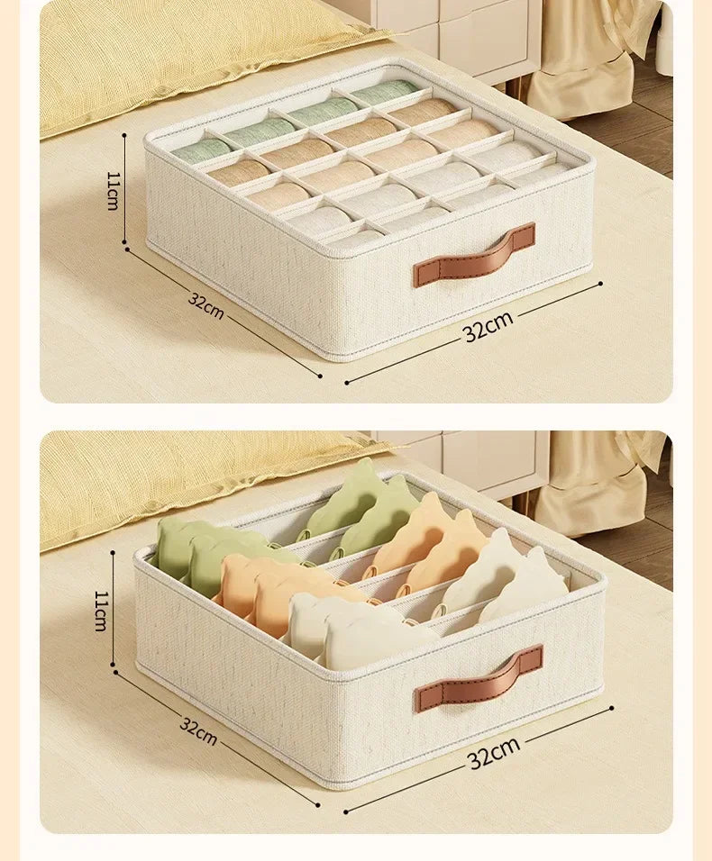 1-5PCS Fabric Drawer Organizers for Underwear Socks Bras - Closet Storage Box with Dividers Foldable Wardrobe Shelf Organizer Se