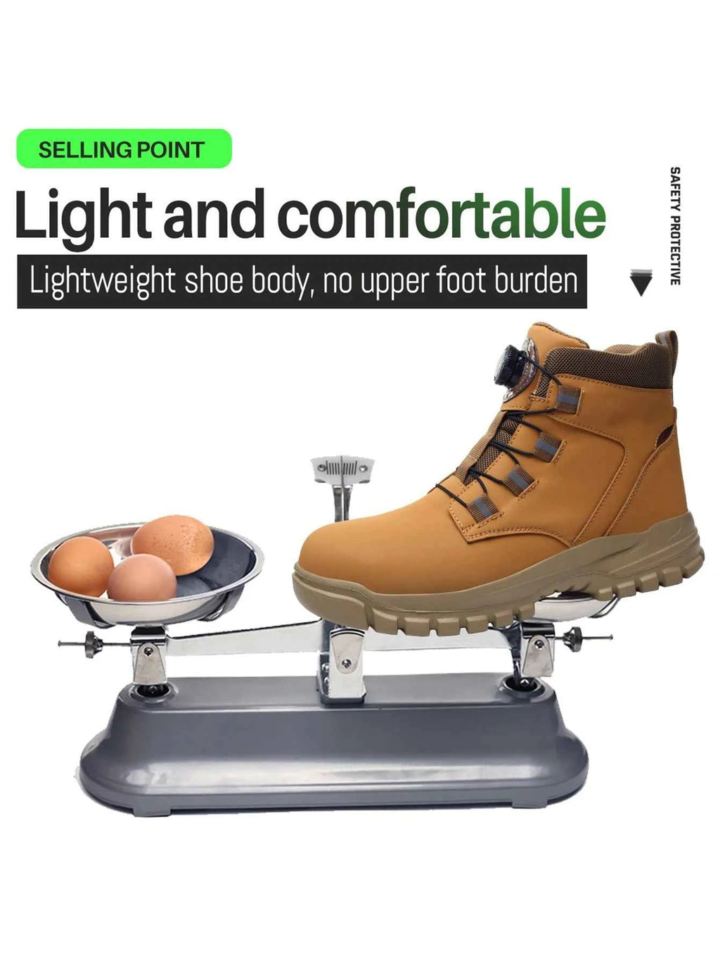 Leather Non Slip Work Boots for Men Rotating Button Safety Shoes Steel Toe Sneaker Male Puncture Proof Protective Boots