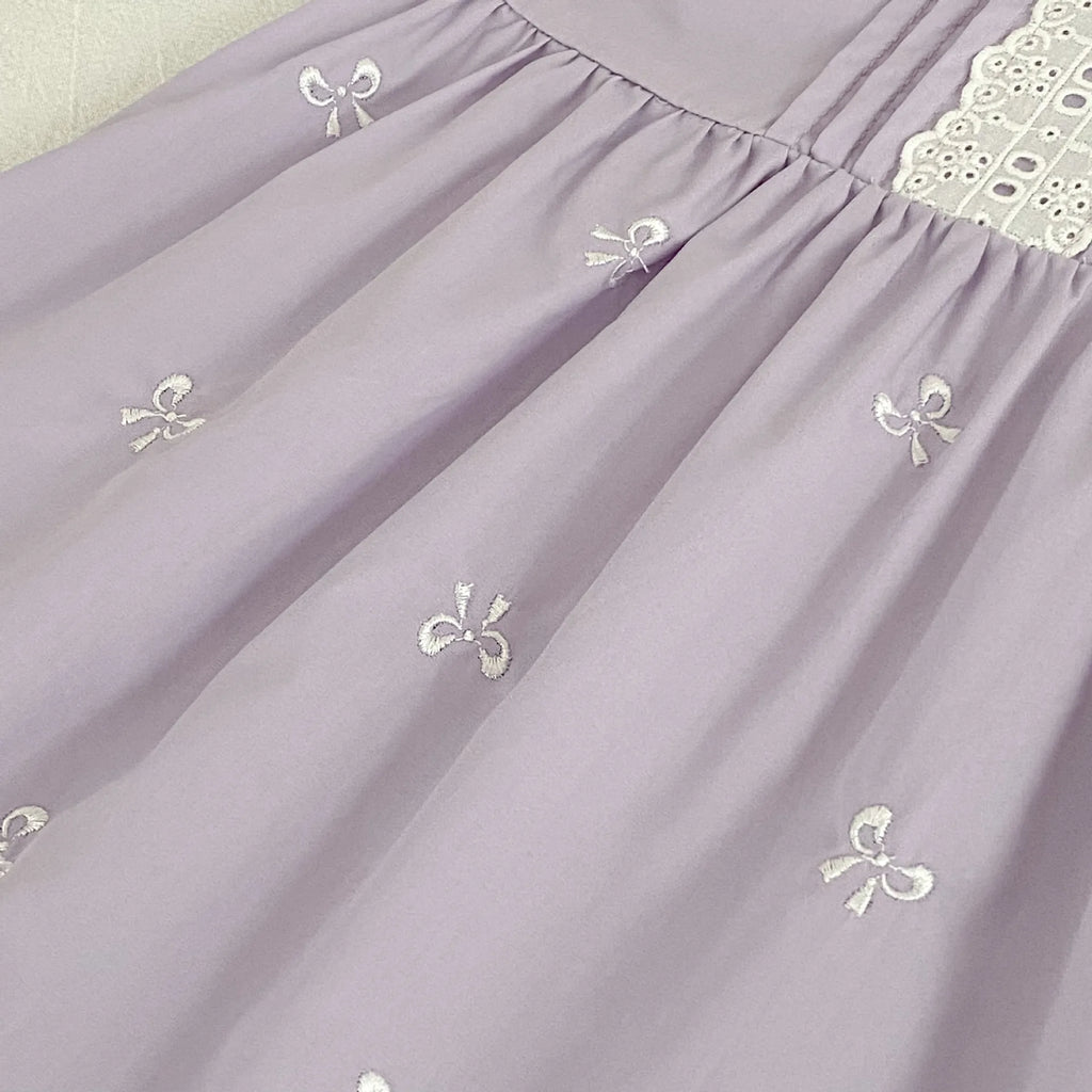 2026 New Summer Sister Clothing 2-6Yrs Kids Princess Flutter Sleeved Dresses Cotton Embroidery Baby Birthday Party Dress