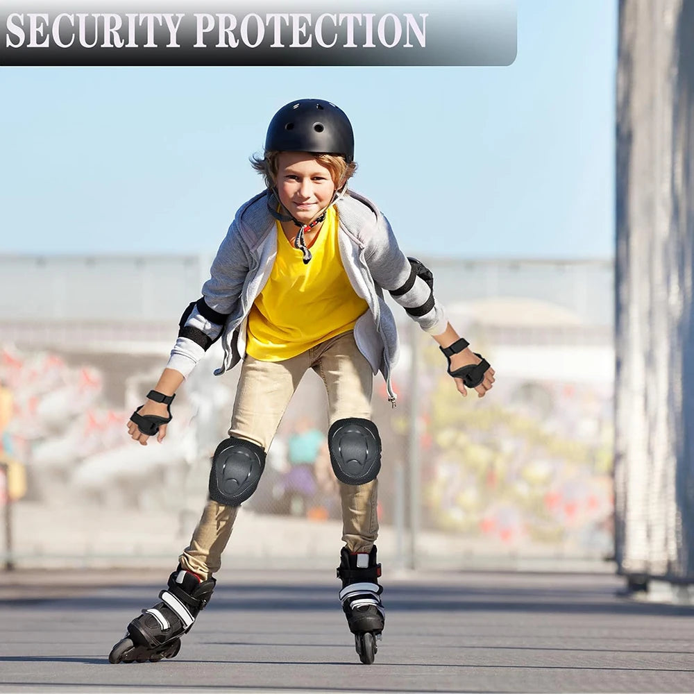 Kids/Youth Knee Pads and Elbow Pads Set with Wrist Guards for 4-16 Years Skateboard Roller Skating Skiing Rollerblading Cycling