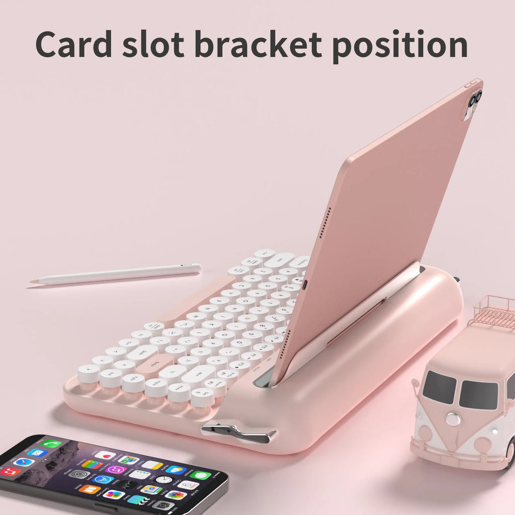 AJAZZ Multl-Device Keyboard Dual Mode 2.4G/Bluetooth5.0 With Card Slot Bracket Position Typewriter Office Membrane Keyboard AF84