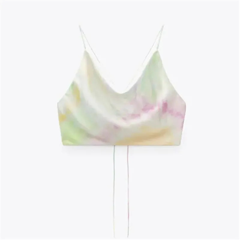 MUJER Satin Crop top Women Summer White Pink Red Cami Top Woman 2025 Sexy Backless Halter Tops for Women Camisole Strap Tank Top