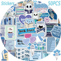 50pcs blue bookish series cartoon graffiti stickers, decorate computers, skateboards, helmets, waterproof stickers