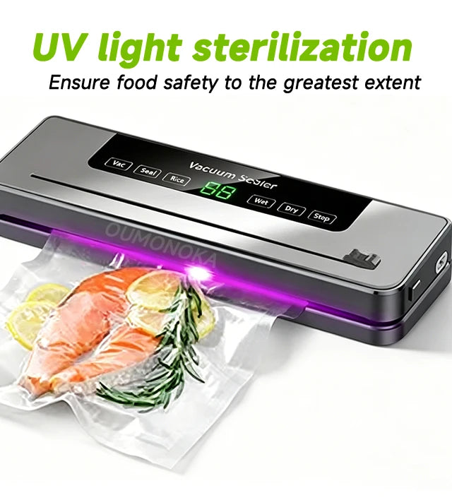 Electric Vacuum packaging machine Food Storage Seal Touch Button Dry/Wet Built-in Cutter Kitchen Food Sealing Vacuum Sealer