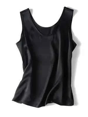 SuyaDream. Women Basic Cozy Tanks, 100%Real Silk, O neck Sleeveless Chic T Shirt, 2025 Solid Summer Vests, White, Pink, Beige