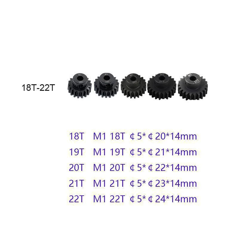 1/5PCS Metal Steel M1 Pinion Gear Sets 21T 22T 23T 24T 25T 5mm Shaft Motor Gears with Hex Key for 1/10 RC Brushless Brush Motor