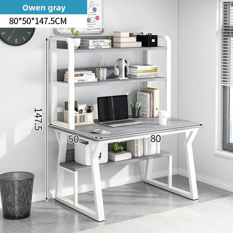 Stable Computer desk desktop desk bookshelf integrated writing desk household small apartment simple hole board desk