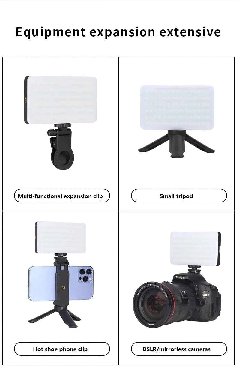 Rechargeable LED fill light 3 color temperature modes portable pocket light For cell phones laptops makeup youtube selfie videos