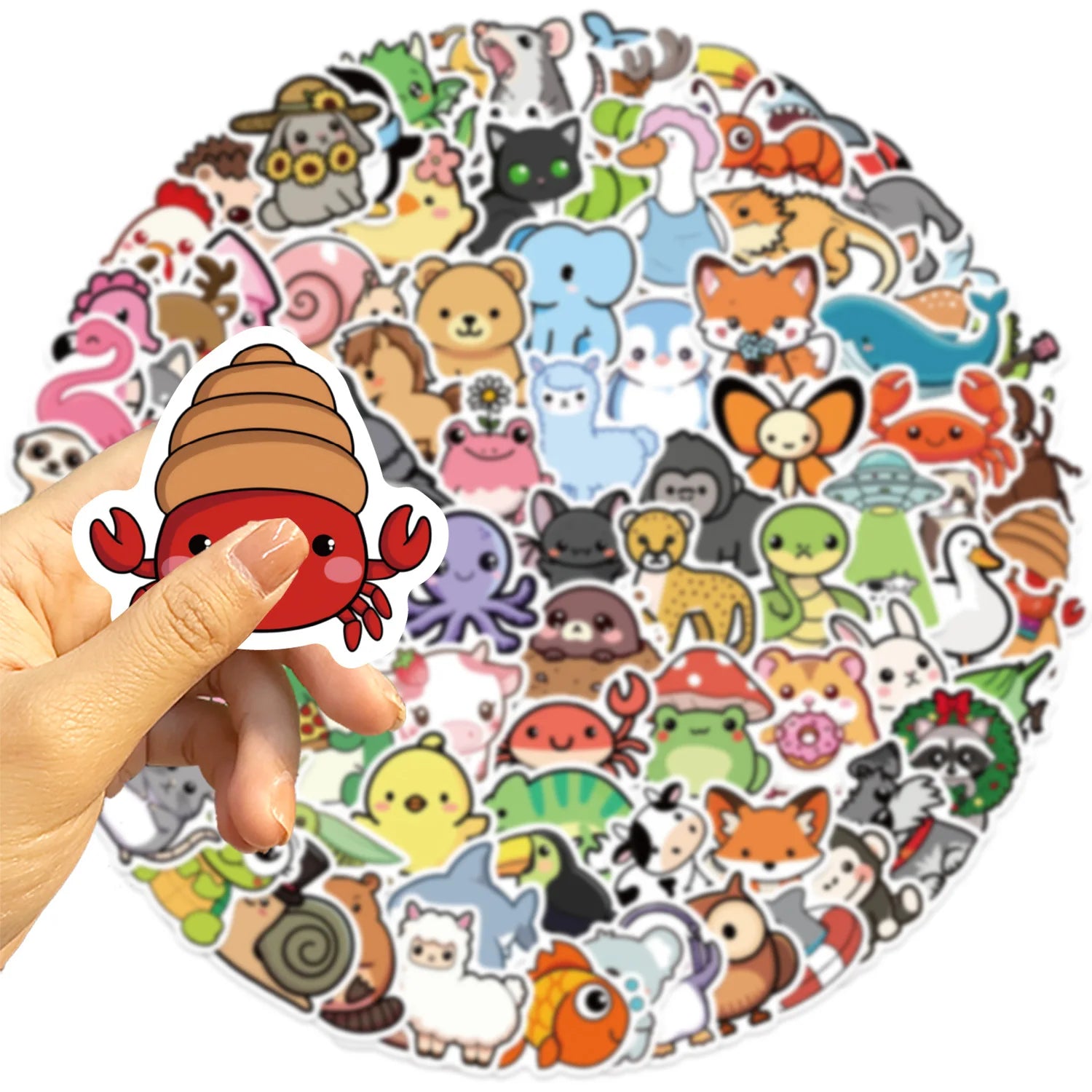 100/200PCS Cute Mixed Animals Cartoon Graffiti Stickers DIY Phone Guitar Laptop Notebook Suitcase Cup Waterproof Sticker Kid Toy