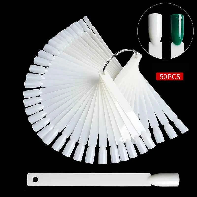 240 Pcs Round False Nail Display Tips Fake Nail Color Chart Nail Swatch Sticks with Adhesive Sticker