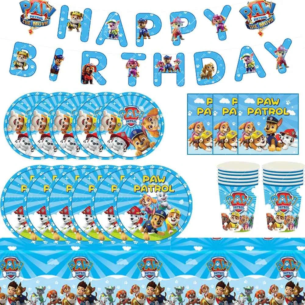 Skye Paw Patrol  Birthday Party Decoration Kids Shower Boys Girls Tableware Supplies Tablecloth Balloon Cake Topper Straw