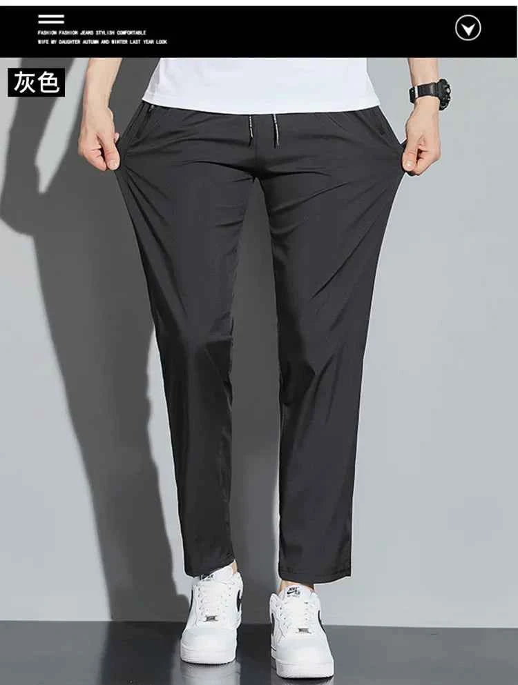 Men's Casual Pants Business Stretch Slim Fit Elastic Waist Jogger Korean Classic Blue Black Gray Male Brand Trousers
