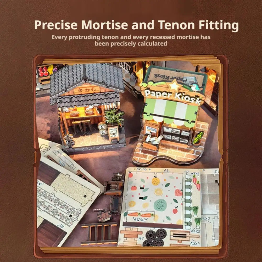 DIY Book Home Wooden Building Gift Creative Bookstore Desktop Decoration 3D Hand-assembled Building Model Highquality Furnishing