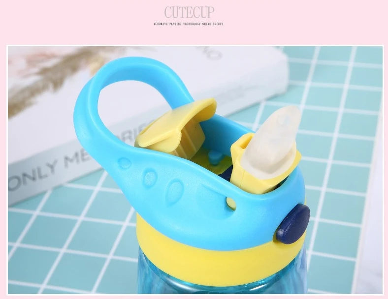 480ML Water Bottle With Straw Portable Plastic Bottles Outdoor Leakproof Cup Kids Girls Summer Cold Water Juice Drinking Bottle