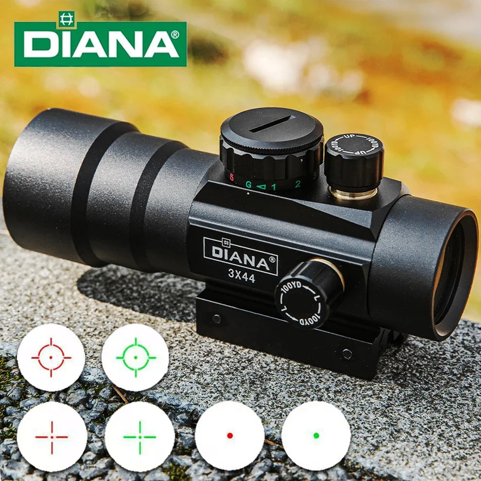 3x44 Red Dot Rifle Sight Optical Crosshair Scope