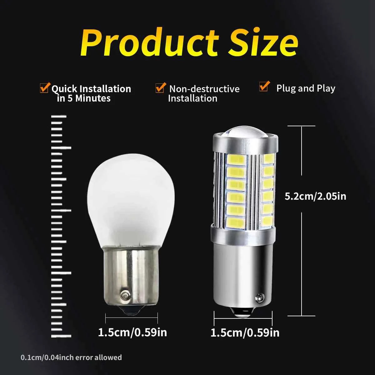 2pcs PY21W P21 5W 1156 Ba15s 1157 Bay15d 33 SMD Led Car Flash Brake Bulbs Lights Reverse Parking Lamps