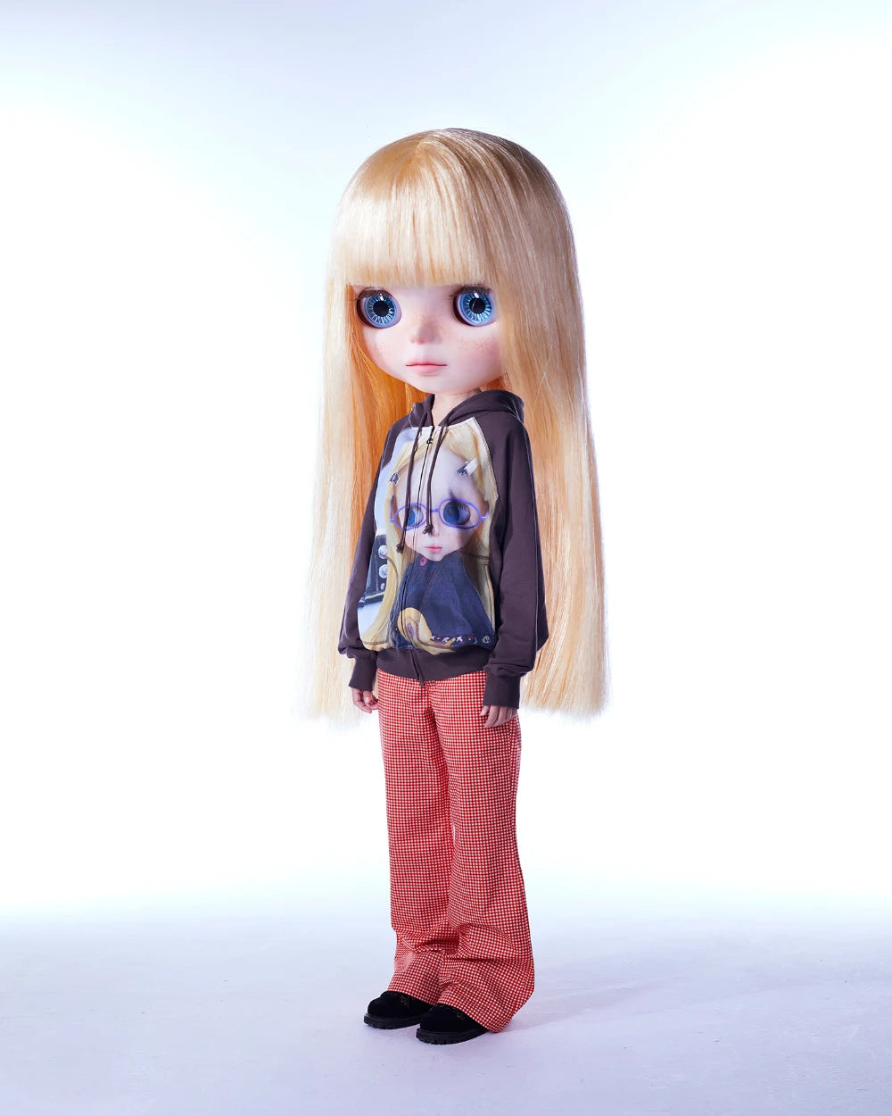 COY Big eye doll digital print hooded open jacket hoodie design sense coat