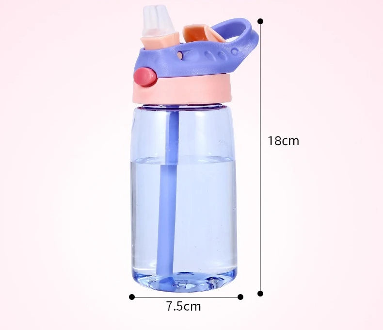 480ML Water Bottle With Straw Portable Plastic Bottles Outdoor Leakproof Cup Kids Girls Summer Cold Water Juice Drinking Bottle