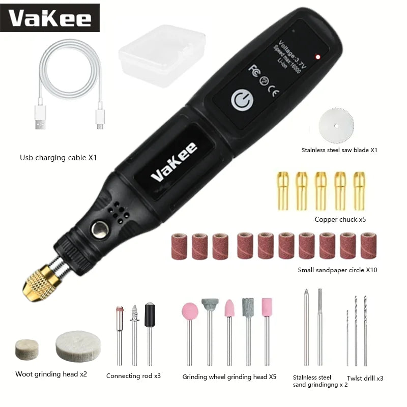 Mini Electric Drill USB Rechargeable Cordless Engraving Pen Dremel Tools Rotary Tool Cordless Hand Drill Mini Polisher for Hand