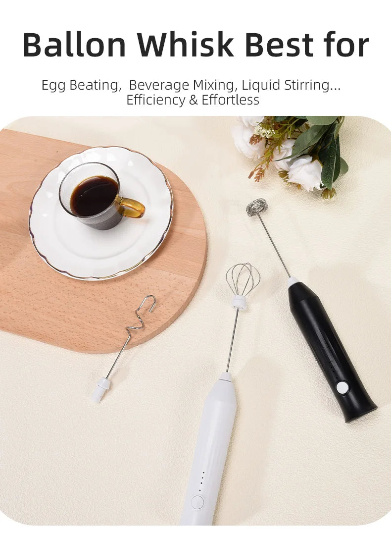 Wireless Milk Frothers  Electric USB Recharge 3 Speeds Handheld Blender Small Coffee Foam Maker Whisk For Coffee Kitchen Tools
