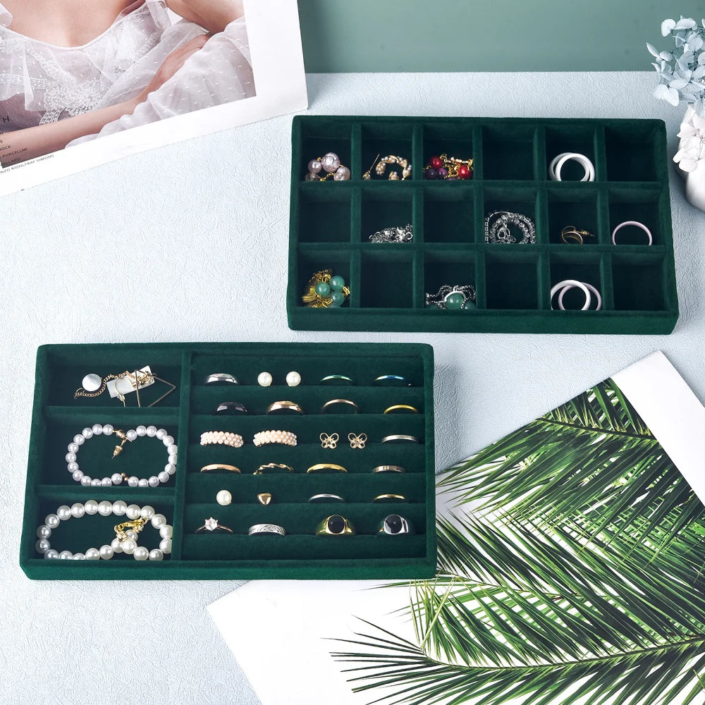 Velvet Jewelry Box Organizer DIY Earring Necklace Ring Jewelry Display Tray Portable Storage Box Jewelry Organizer Display Case