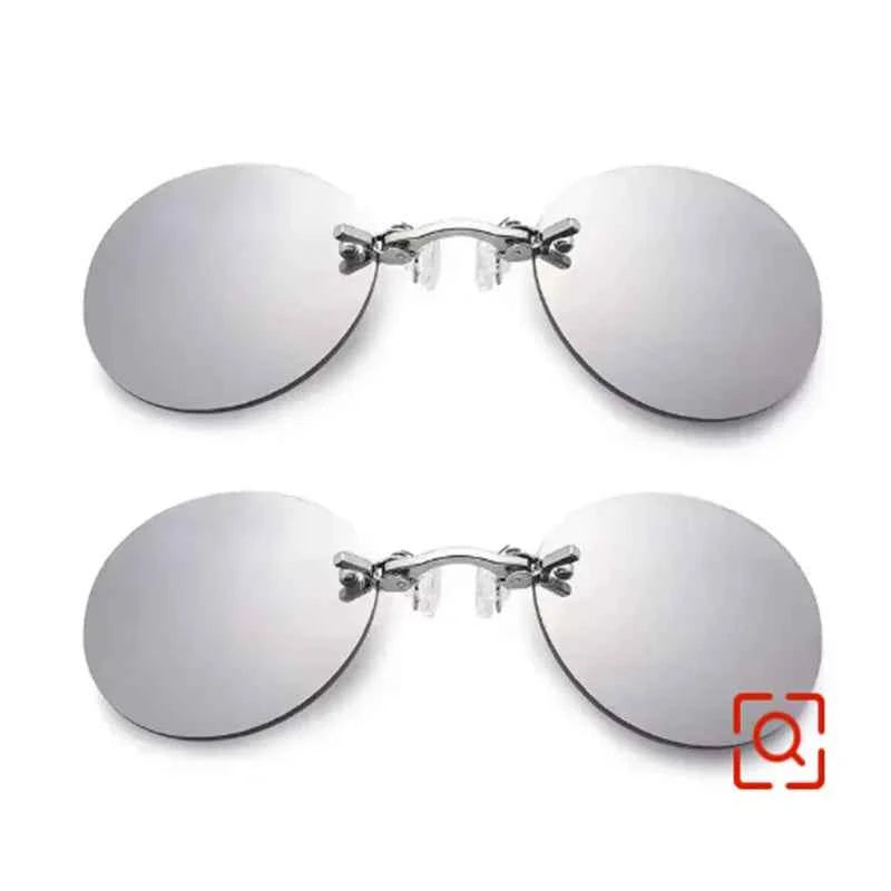 Sunglasses Mini Frameless Vintage Men Eyeglasses1/2pcs Clip On Nose Glasses Round Rimless Frameless Vintage Men Eyeglasses