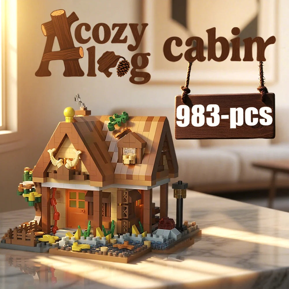 Creative street view building model building blocks forest tree house puzzle windmill tree house decoration toys
