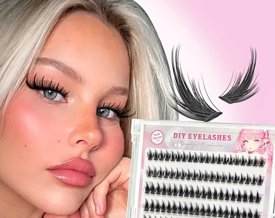 10 rows of 200 clusters of self-adhesive false eyelashes, makeup eyelashes, extending soft eyelashes, 9-13mm（MIX)