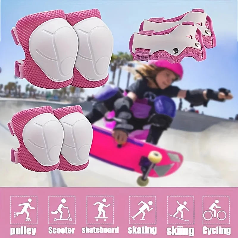 6Pcs Knee Pads for Kids， Knee Pads and Elbow Pads Set Toddler 3-10 Years Protective Gear Set for Girls Boys