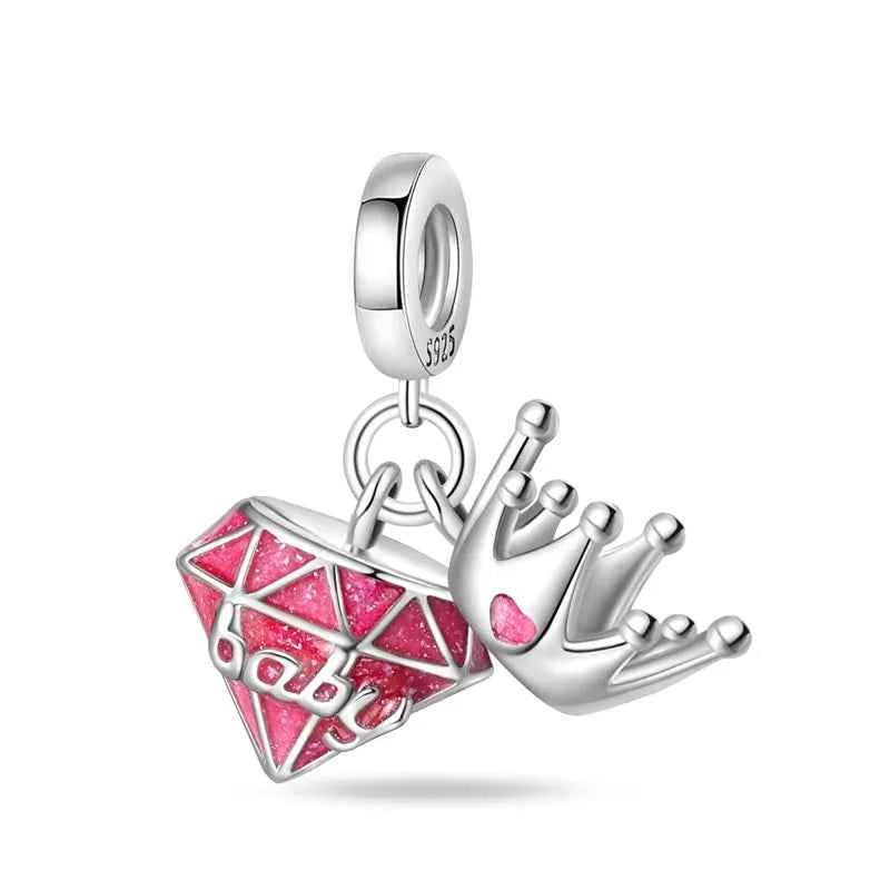 925 Silver Pink Princess Skirt Butterfly High Heels Fashion Bag Charms Beads Fit Pandach 925 Original Bracelets Fine DIY Jewelry