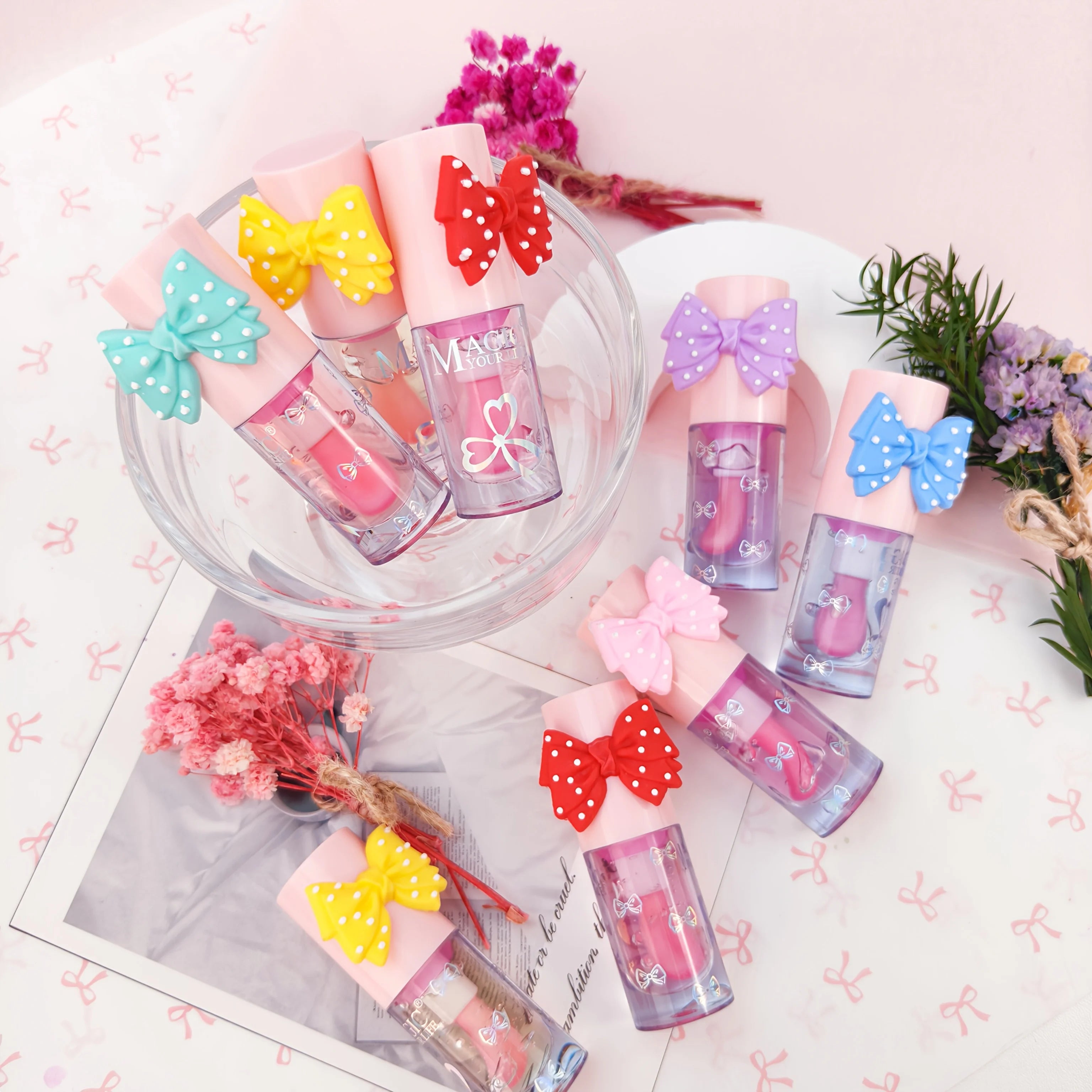 24pcs Cute Ice Cream Sequin Lip Gloss Colorchanged Lip Gloss Girls Kawaii Natural Moisturizing Lips Makeup Party Gifts