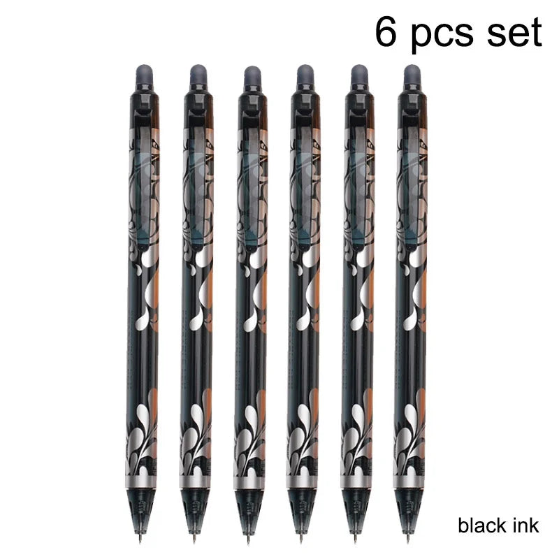 6pcs New 0.5mm Erasable Gel Pens Set 6colors Refill Rod Magic Ink Erasable Pen Washable Handle Office Writing School Stationery