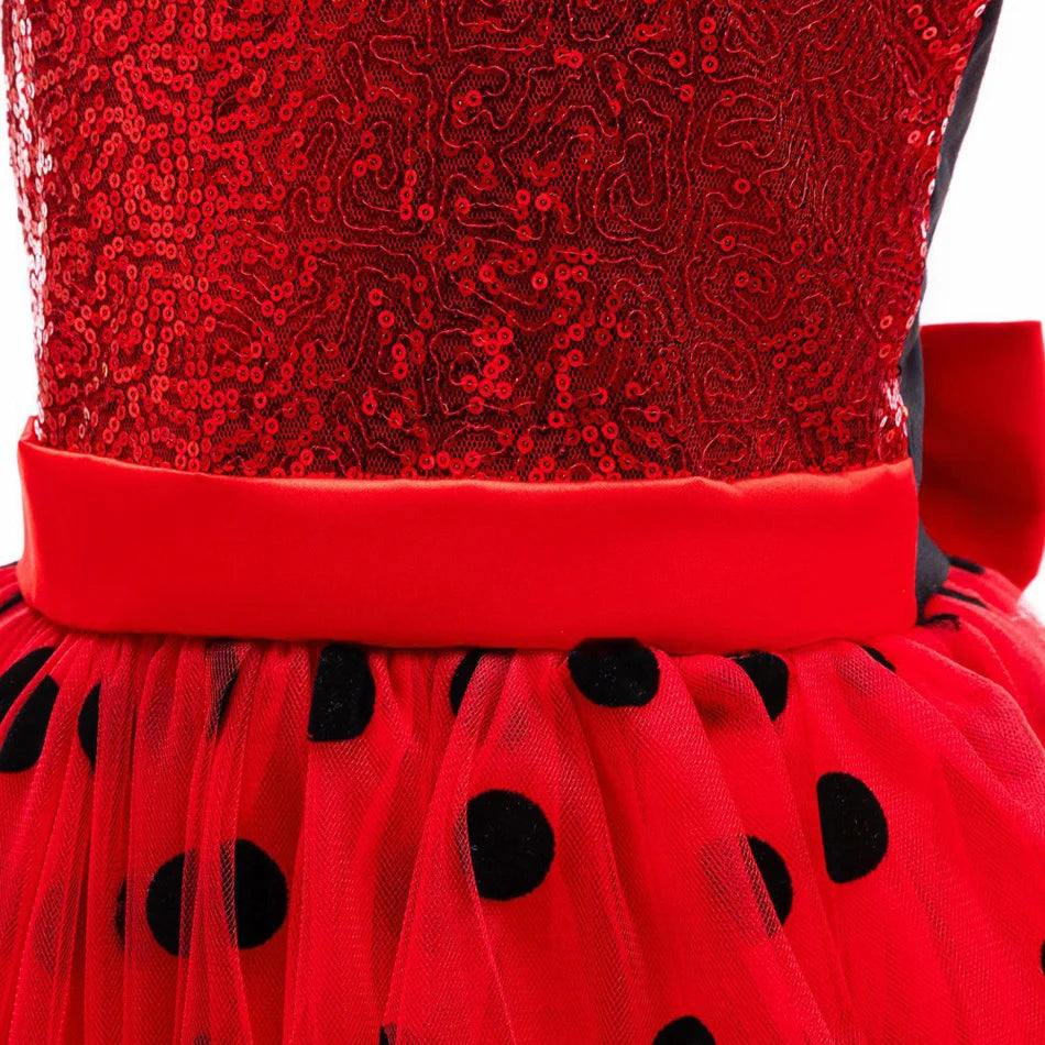 Children Ladybug Cosplay Costume Kid Marinette Halloween Outfit Christmas Fancy Party For Girl Red Dot Dress Suits Birthday Gift