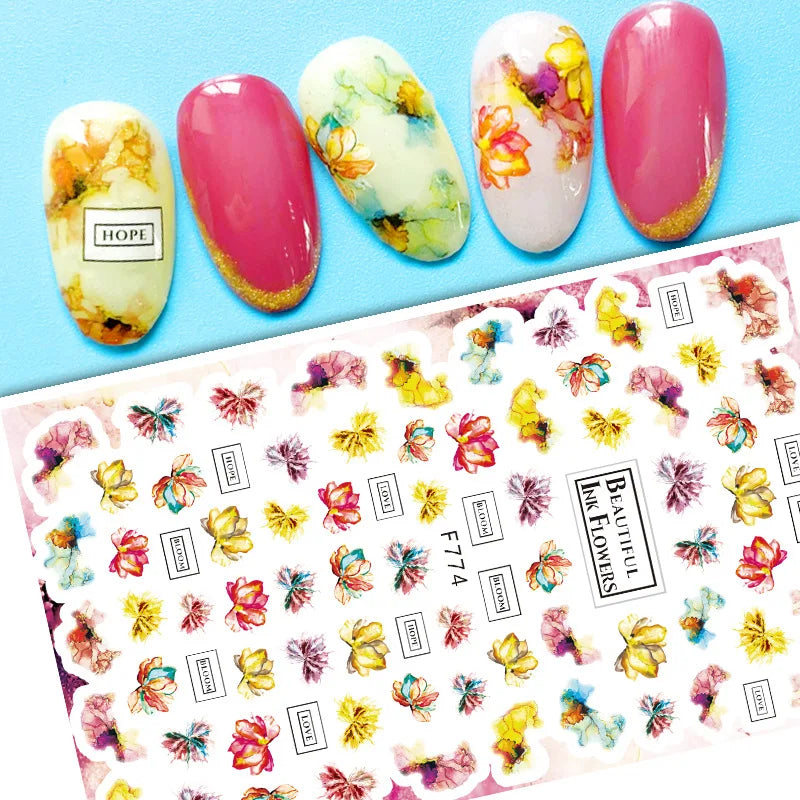 3D Dandelion Peach Blossom Maple Leaf Nail Sticker Nail Art Decoration Color Flower Nail Decal Nail Art Supplies Nail Parts