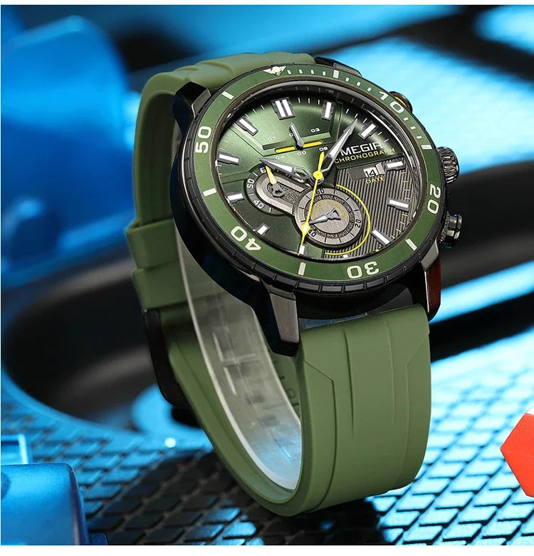 MEGIR Men Wristwatch Fashion Casual Quartz Date Watches Luxury Male Clock Chronograph Multifunctional 30M Waterproof Sport