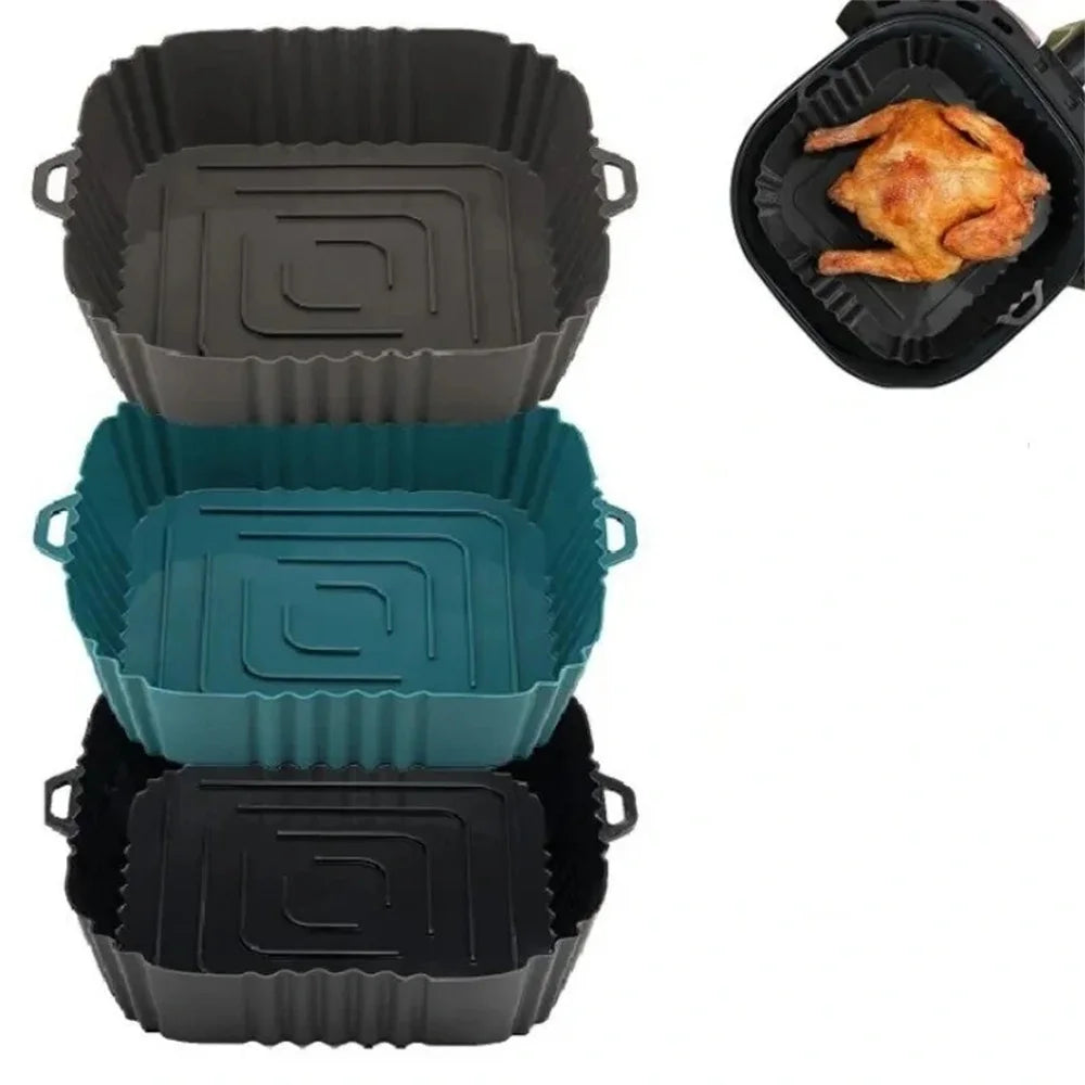 Silicone Air Fryer Liner, Reusable Air Fryer Pot, Silicone Air Fryer Accessories for Home Kitchen, Non-Stick Air Fryer Basket