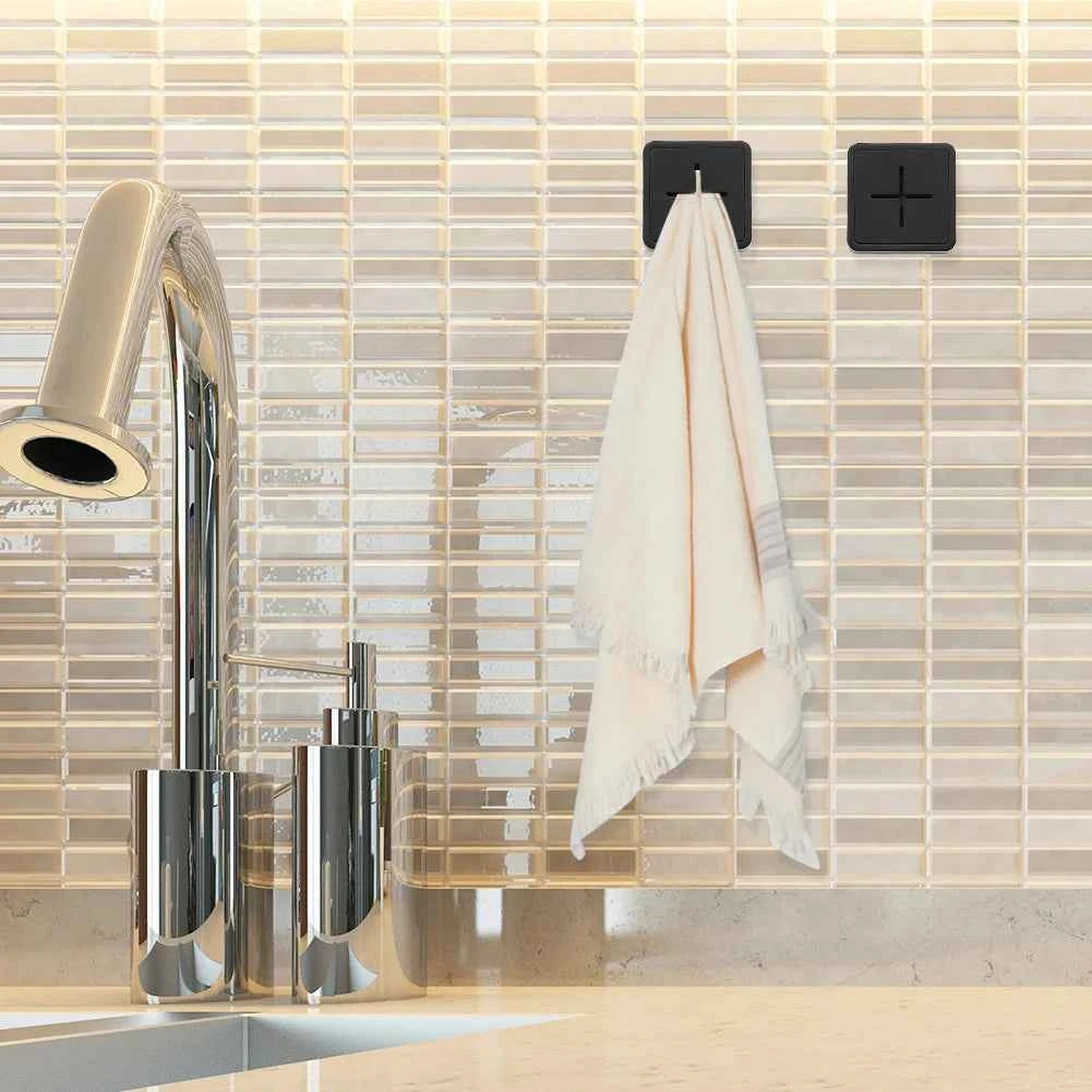 Towel Plug Holder Self Adhesive Wall Mounted Bathroom Hook Storage Rack Waterproof Kitchen Rag Dishcloth Clip Organizer Hooks