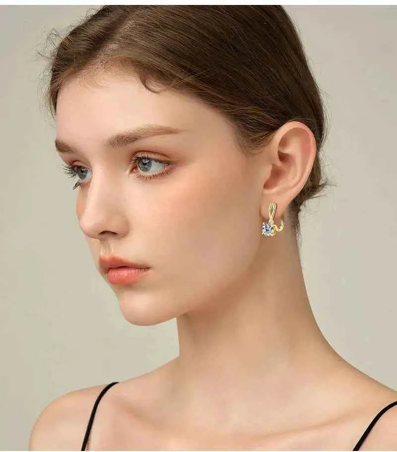 Taoyu D2.0CT Moissanite Drop Hie Earrings Real Silver Women Gold Plated Hoops Infinite Earring Certified Wedding Jewelry